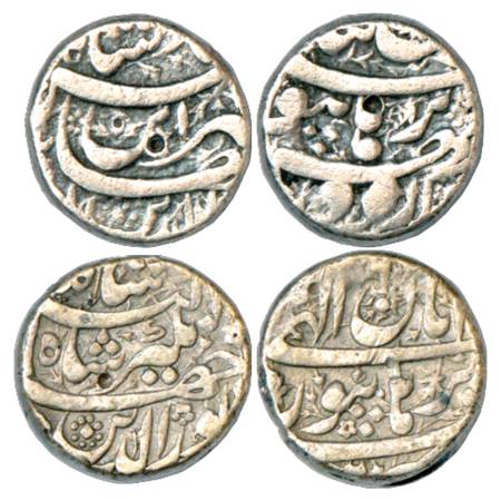 Jahangir (1605-1627 AD), Silver Rupee (2), Burhanpur Mint, 'Din Panah' Couplet, a fish nea