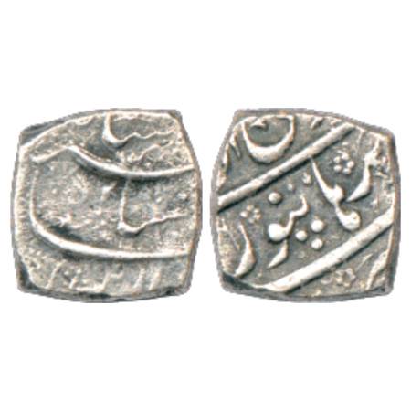 Jahangir (1605-1627 AD), Silver Square ¼ Rupee, 2.78g. Burhanpur Mint, Month Di, Liddle Ja