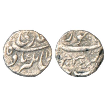 Jahangir (1605-1628 AD), Silver 1/20th Rupee Nisar, Burhanpur Mint, AH 1033, 0.53g. Obv: (