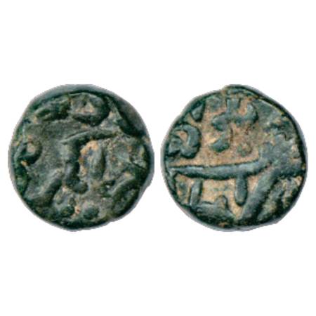 Jahangir (1605-1627 AD), Copper Trambiya, 3.07g, Delwara Mint, Liddle Jahangir C17. Very F