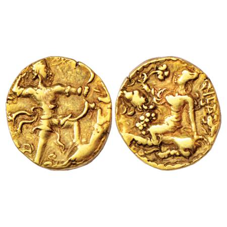 Gupta Empire, Chandra Gupta II (375-415 AD), Gold Dinar of 'Lion Slayer' type, Altekar Cla