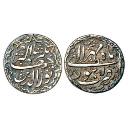 Jahangir (1605-1627 AD), Silver Rupee, Lahore Mint, Mihr 8, KM 145.11. Very Fine+, Very Sc