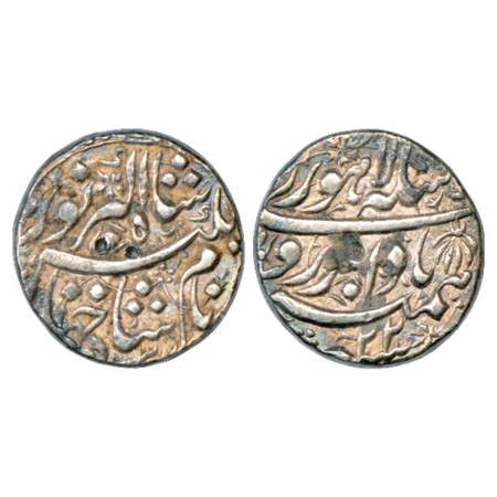 Jahangir (1605-1627 AD), Silver Rupee, Lahore Mint at top, 'Badabar' Couplet, AH 1037/RY 2