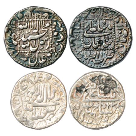Shah Jahan (1627-1658 AD), Silver Rupee (2), Akbarabad Mint, AH 1056/RY 19 and AH 1059/RY 