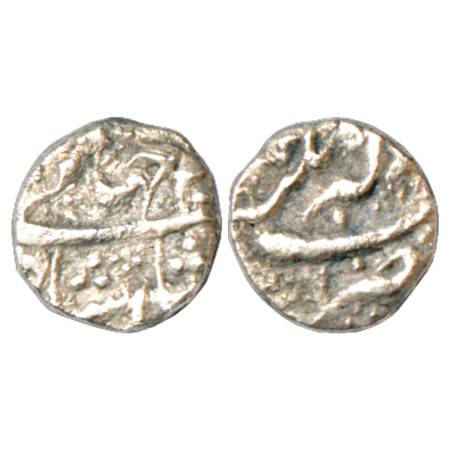 Shah Jahan (1627-1658 AD), Silver ⅛ Rupee Nisar, Akbarnagar Mint, AH (10)47?, 1.24g. Obv: 