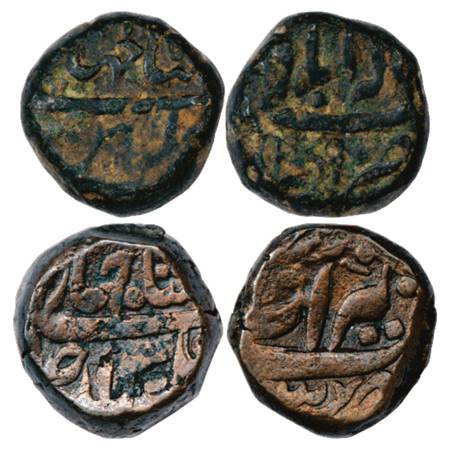 Shah Jahan (1627-1658 AD), Copper Dam (2), 20.45g. Allahabad Mint and 20.84g. Bairata Mint