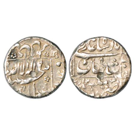 Shah Jahan (1627-1658 AD), Silver ½ Rupee, 'Square areas' type, Bhilsa Mint, RY 12, 5.66g.