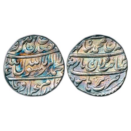 Shah Jahan (1627-1658 AD), Silver Rupee, Burhanpur Mint, RY 4, 'Sahib Qiran' type, KM 226.