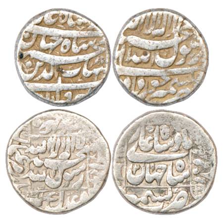 Shah Jahan (1628-1658 AD), Silver Rupee (2), Kashmir Mint, Khurdad, KM 224.12 and RY 21, K