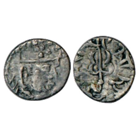 Hunnic rulers in the Punjab, Prachandendra, (500-600 AD), Silver Dramma, 0.69g. Obv: Sassa