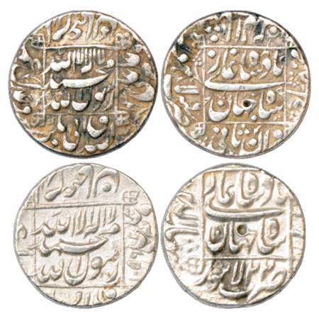 Shah Jahan (1628-1658 AD), Silver Rupee (2), Lahore Mint, AH 1043/RY 6 and AH 1059/RY 22, 