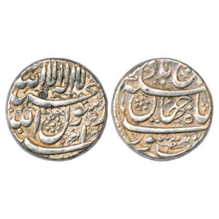 Shah Jahan (1628-1658 AD), Silver Rupee, Surat Mint, word Raij at top on reverse, KM 221.1