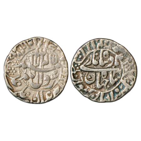 Shah Jahan (1628-1658 AD), Silver Rupee, Surat Mint, AH 1067 (6 retrograde)/RY 31, KM 228.