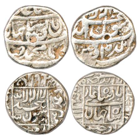 Shah Jahan (1628-1658 AD), Silver Rupee (2), Baldat Ujjain Mint, No date/RY, KM 222.15 and