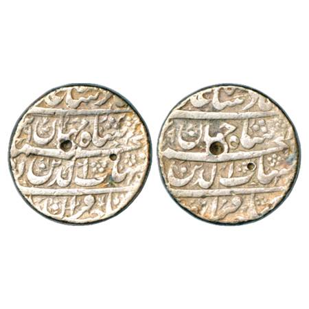 Shah Jahan (1627-1658 AD), Silver Rupee, a mule/freak strike with two obverse dies coupled
