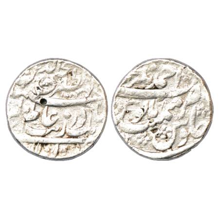Aurangzeb (1658-1707 AD), Silver Rupee, Ahmadnagar Mint at top, AH 1083, with Emperor's fu