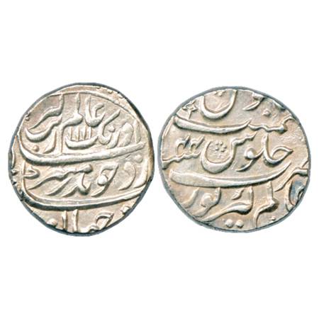 Aurangzeb (1658-1707 AD), Silver Rupee, Alamgirpur Mint at bottom, AH 1111/RY 44, KM 300.1