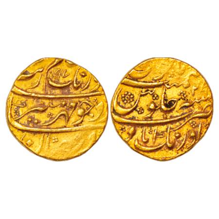 Aurangzeb (1658-1707 AD), Gold Mohur, 10.99g. Aurangabad Mint at bottom, AH 1097/RY 2(9), 