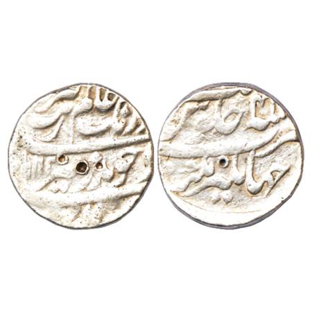 Aurangzeb (1658-1707 AD), Silver Rupee, Jahangirnagar Mint at bottom, AH 1112/RY 4(4), KM 