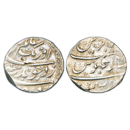 Aurangzeb (1658-1707 AD), Silver Rupee, Kashmir Mint, RY 11, KM 300.48. Chisel marks on ob