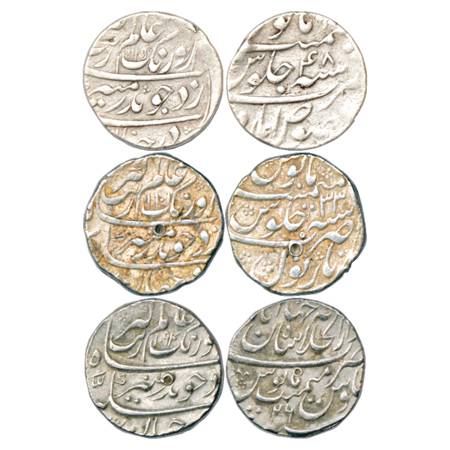 Aurangzeb (1658-1707 AD), Silver Rupee (3), (a) Makhsusabad Mint, AH 1115/RY 48, KM 300.58