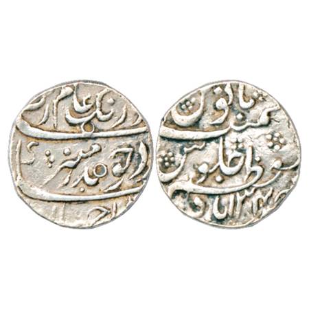 Aurangzeb (1658-1707 AD), Silver Rupee, Muazzamabad Mint, RY 34, KM 300.60. Very Fine+, Ve