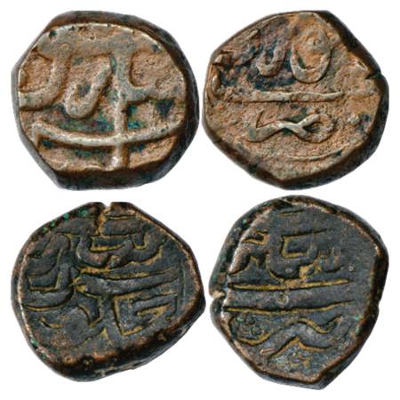 Aurangzeb (1658-1707 AD), Copper light-weight Dam (2), anonymous 'Sikka Mubarak Julus' typ