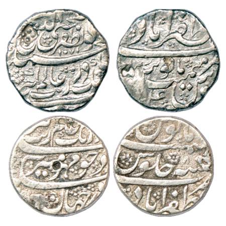 Aurangzeb (1658-1707 AD), Silver Rupee (2), Zafarabad Mint, 1x AH 1071/RY 4 (mint at top),