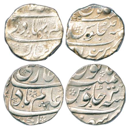 Shah Alam Bahadur (1707-1712 AD), Silver Rupee (2), Purenda Mint, AH 1119/RY Ahd, KM 348.3