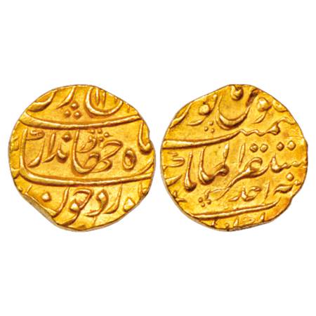 Jahandar Shah (1712-1713 AD), Gold Mohur, 10.90g, Mustaqir ul-Mulk Akbarabad Mint, AH 11(2