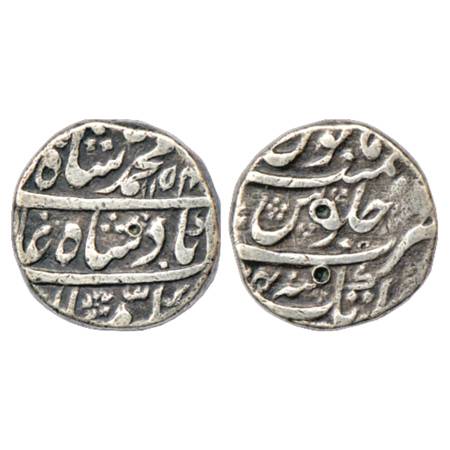 Muhammad Shah (1719-1748 AD), Silver Rupee, Atak (fully visible) Mint, AH 1154/RY 24, KM 4