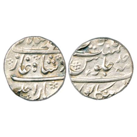 Muhammad Shah (1719-1748 AD), Silver Rupee, Bankapur Mint, RY Ahd on both sides, KM 436.16