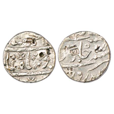 Muhammad Shah (1719-1748 AD), Silver Rupee, Bidrur Mint, RY 15, KM 436.19. Shroff marks, A