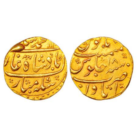 Muhammad Shah (1719-1748 AD), Gold Mohur, 10.90g, Itawa Mint, AH 11(48)/RY 18, KM 438.10. 