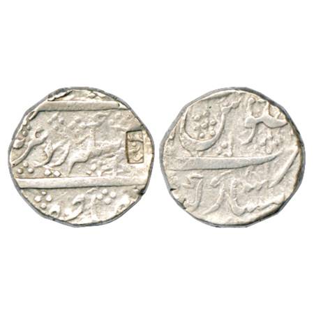 Alamgir II (1754-1759 AD), Silver Rupee, Imtiyazgarh Mint. Counter mark on obverse, Very F
