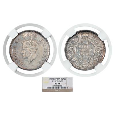 George VI, Silver Rupee, 1939, Bombay Mint, with dot, head type II, PR 235, S&W 9.13. Grad