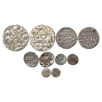 Mysore, Tipu Sultan (1787-1799 AD), Set of 5 Silver Coins, Pattan Mint, Rupee, AM 1219/RY 