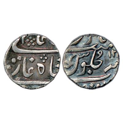 Baroda, Silver Rupee, in the name of Shah Alam II, RY 12, Sword mint-mark on reverse. Very