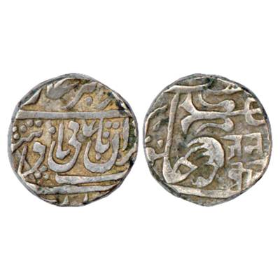 Gwalior, Jayaji Rao Sindhia (1843-1886 AD), Silver Rupee, Basoda Mint, in the name of Muha