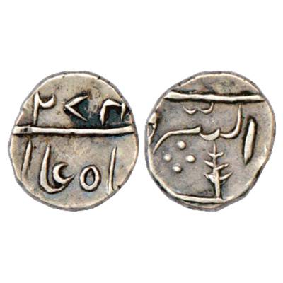 Gwalior, Jayaji Rao Sindhia (1843-1886 AD), Silver ¼ Rupee, Burhanpur Mint, AH 1274, 'flor