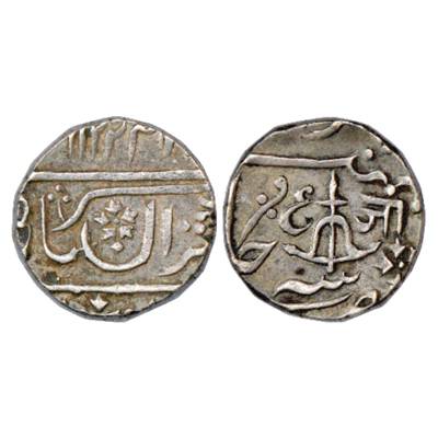 Gwalior, Jayaji Rao Sindhia (1843-1886 AD), Silver Rupee, in fictitious name of Muhammad A
