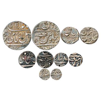 Gwalior, Silver Coins (5), Rupee, ½ Rupee, ¼ Rupee, 1/8 Rupee and 1/16 Rupee, Ujjain Mint,