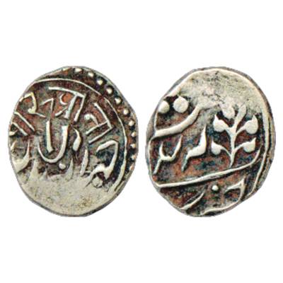 Kishangarh, Anonymous Issue, 2nd Series, Silver 4 Annas, RY 24, 2.66g. Obv: Denomination i