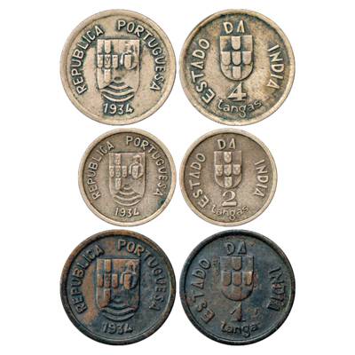 Portuguese India, (Republic of Portugal) (3), Cupro-Nickel and Bronze, 4 Tangas, 2 Tangas 