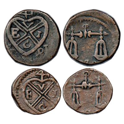Bombay Presidency, Bankot Mint (1828-1829 AD), Copper Coin (2), Half Anna, 14.19g, AD (82)