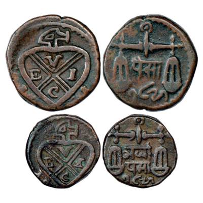 Bombay Presidency, Bankot Mint (1828-1829 AD), Copper Coins (2), 1 x Pice, 7.17g and 1 x ½