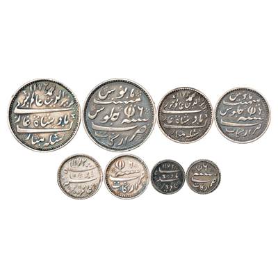 Madras Presidency, Set of 4 Silver Coins, Rupee, ½ Rupee, ¼ Rupee and 1/8 Rupee, Arkat Min