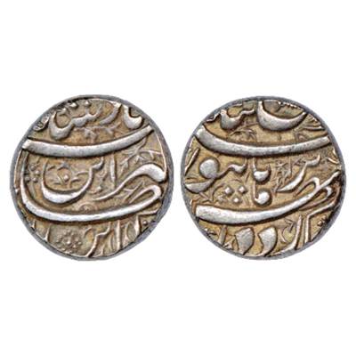 Jahangir (1605-1627 AD), Silver Rupee, Burhanpur Mint, 'Din Panah' Couplet and Fish mint-m