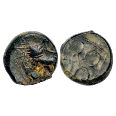 Satavahanas, Siri Satakani, (100-50 BC), 'lioness'-type arsenical Copper Coin of Junnar Re
