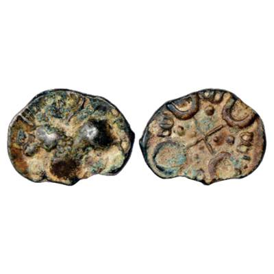Satavahanas, Siri Satakani, (100-50 BC), 'lion'-type arsenical Copper Coin of Junnar Regio